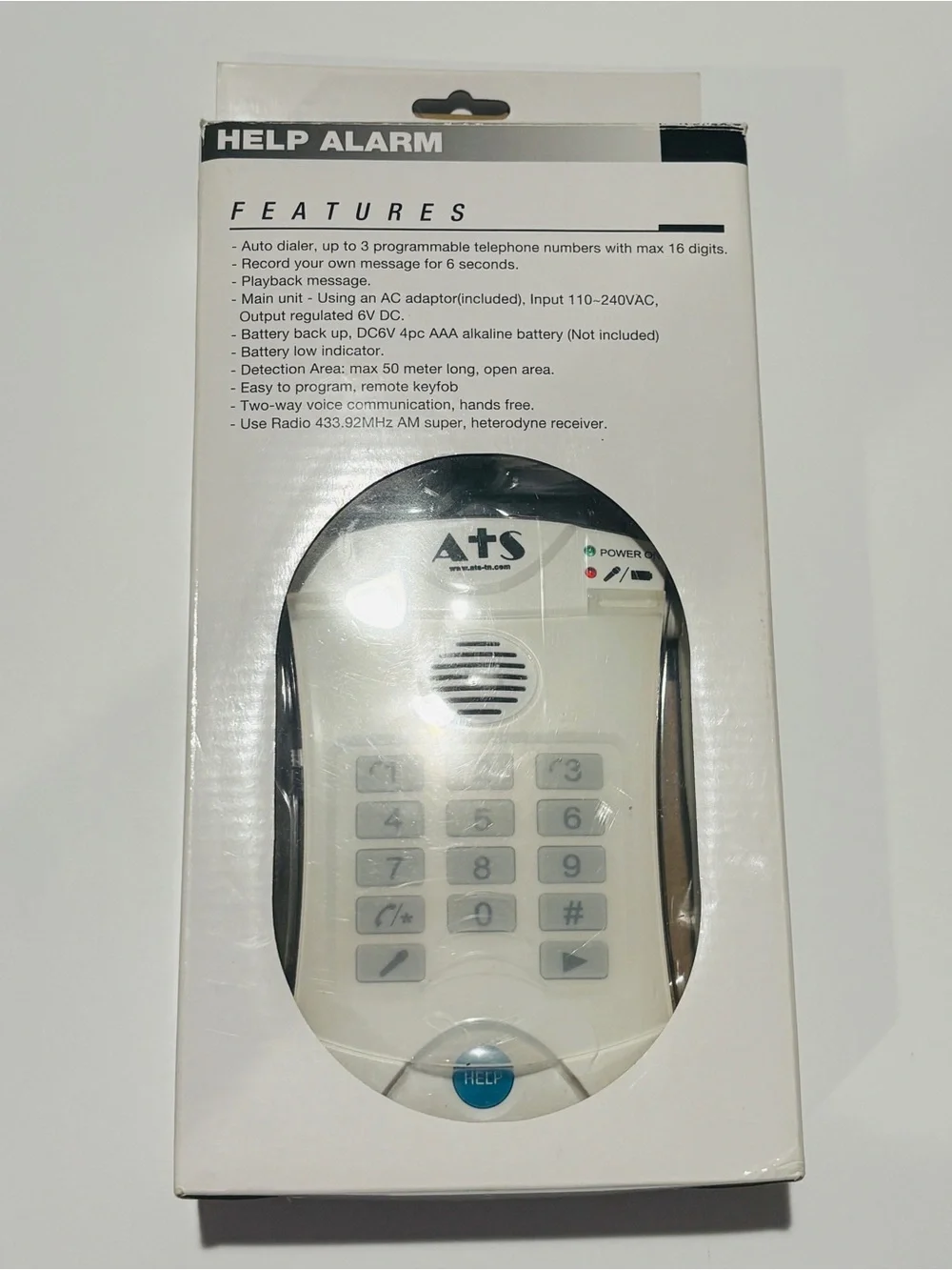 ATS No Subscription Help Alarm Emergency Dialer - White